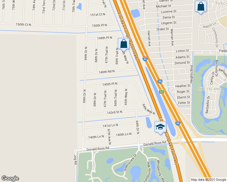 map of restaurants, bars, coffee shops, grocery stores, and more near 14493 66th Trail North in West Palm Beach