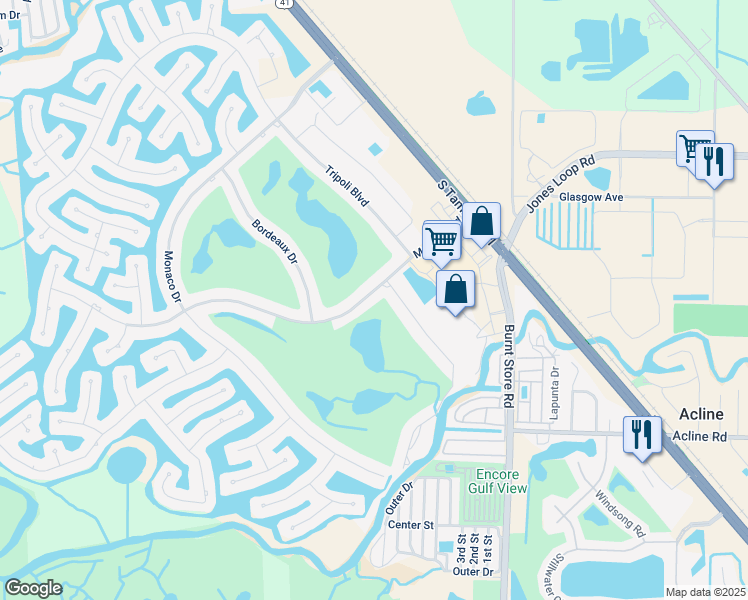 map of restaurants, bars, coffee shops, grocery stores, and more near 241 Madrid Boulevard in Punta Gorda