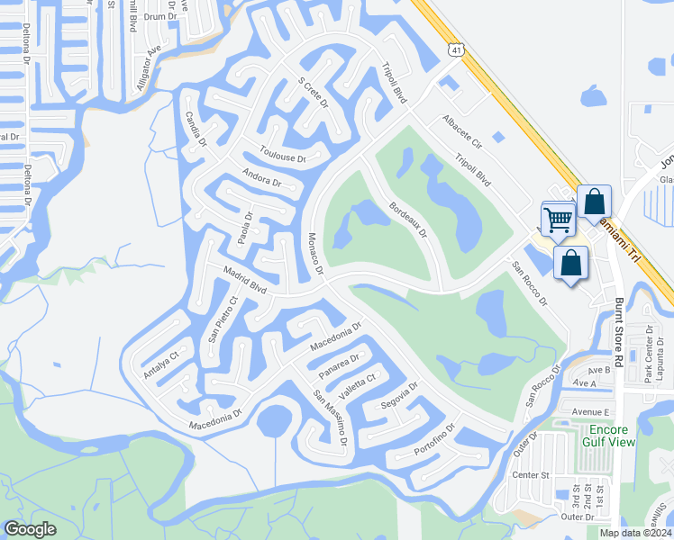 map of restaurants, bars, coffee shops, grocery stores, and more near 440 Madrid Boulevard in Punta Gorda