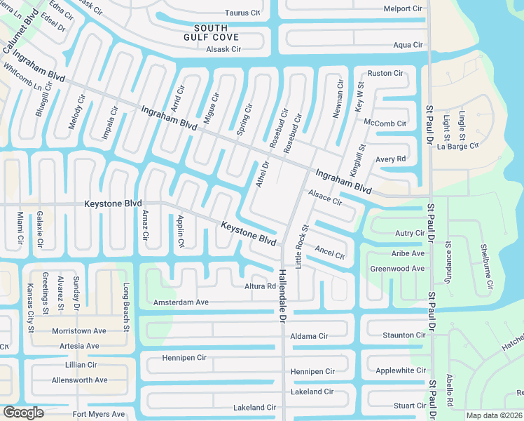 map of restaurants, bars, coffee shops, grocery stores, and more near 9423 Athel Drive in Port Charlotte