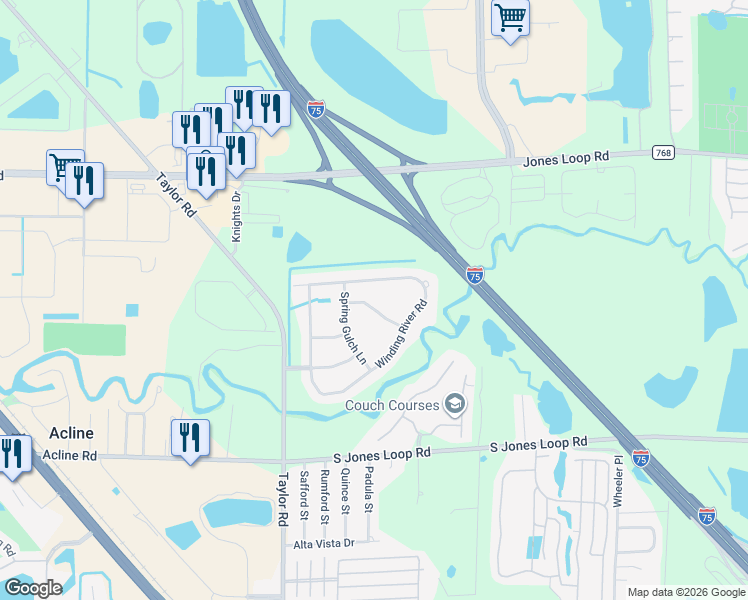 map of restaurants, bars, coffee shops, grocery stores, and more near 10143 Winding River Road in Punta Gorda
