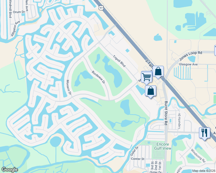 map of restaurants, bars, coffee shops, grocery stores, and more near 3862 Bordeaux Drive in Punta Gorda