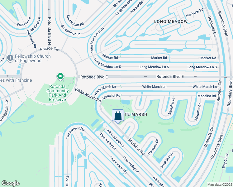map of restaurants, bars, coffee shops, grocery stores, and more near 115 Medalist Road in Rotonda West