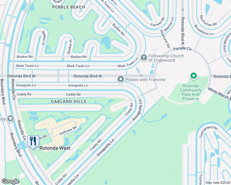 map of restaurants, bars, coffee shops, grocery stores, and more near 149 Caddy Road in Rotonda West