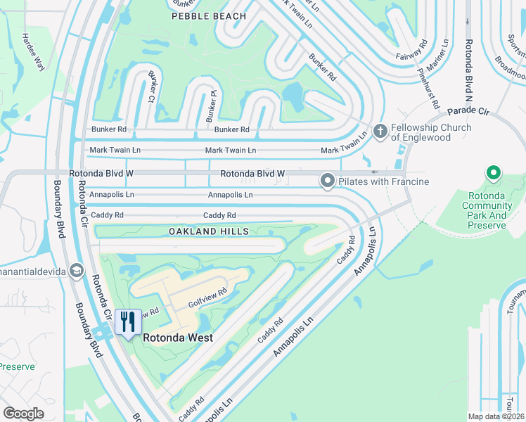 map of restaurants, bars, coffee shops, grocery stores, and more near 187 Caddy Road in Rotonda West