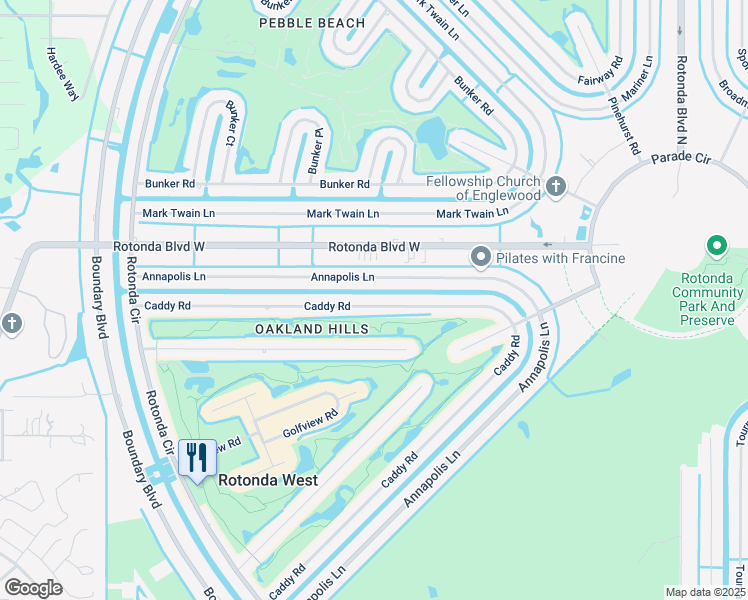 map of restaurants, bars, coffee shops, grocery stores, and more near 187 Caddy Road in Rotonda West