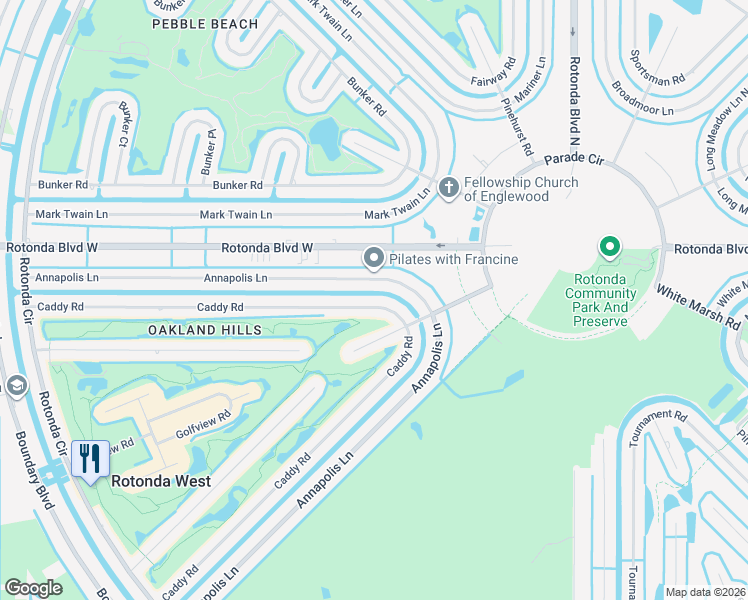 map of restaurants, bars, coffee shops, grocery stores, and more near 149 Caddy Road in Rotonda West