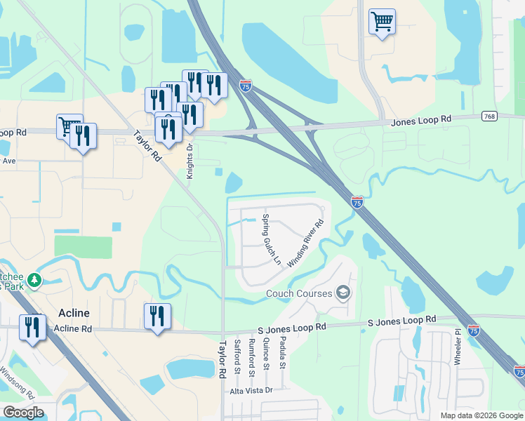map of restaurants, bars, coffee shops, grocery stores, and more near 10161 Winding River Road in Punta Gorda