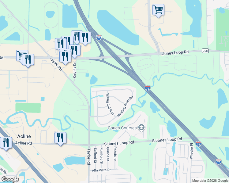map of restaurants, bars, coffee shops, grocery stores, and more near 10143 Winding River Road in Punta Gorda