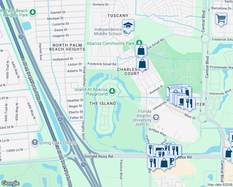 map of restaurants, bars, coffee shops, grocery stores, and more near 193 Bermuda Drive in Jupiter