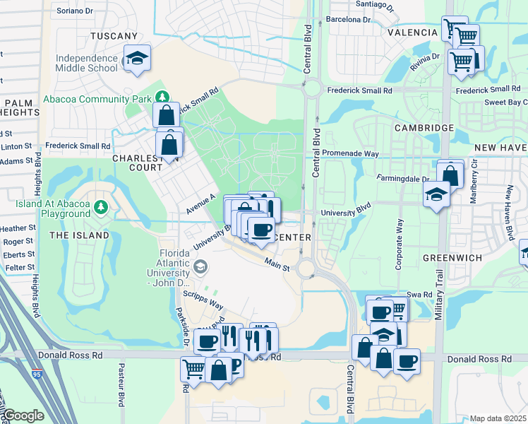 map of restaurants, bars, coffee shops, grocery stores, and more near 4775 Chancellor Drive in Jupiter
