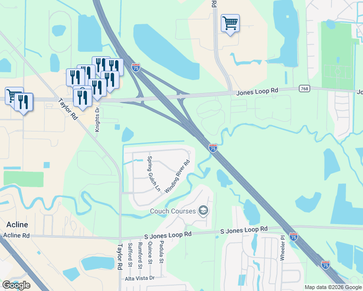 map of restaurants, bars, coffee shops, grocery stores, and more near 10124 Winding River Road in Punta Gorda