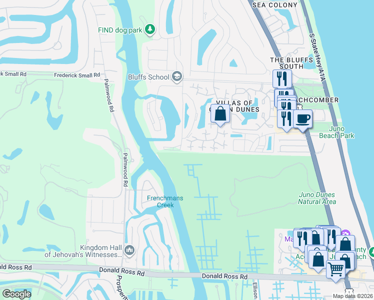 map of restaurants, bars, coffee shops, grocery stores, and more near 2329 23rd Court in Jupiter