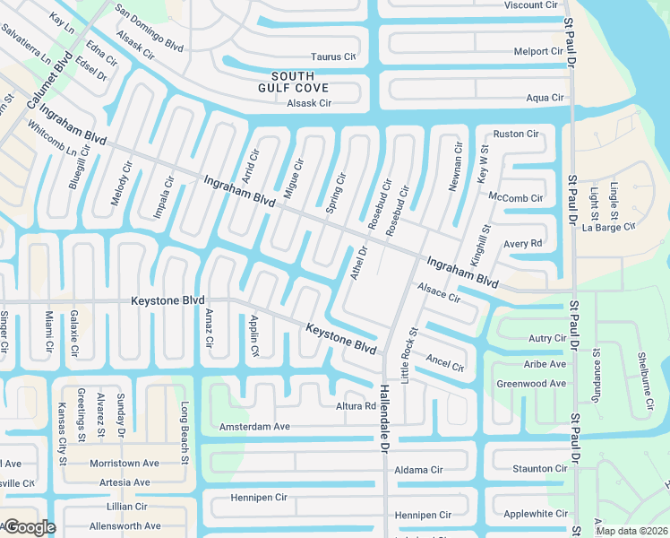 map of restaurants, bars, coffee shops, grocery stores, and more near 9518 Spring Circle in Port Charlotte