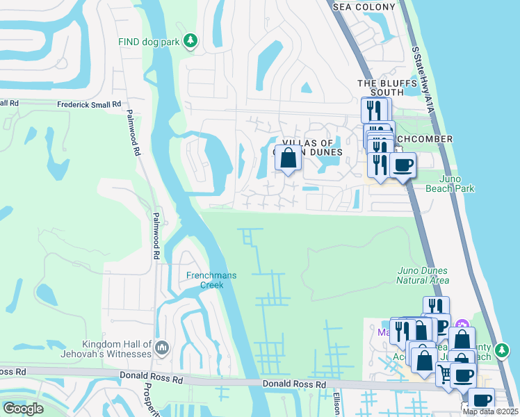 map of restaurants, bars, coffee shops, grocery stores, and more near 2102 21st Court in Jupiter