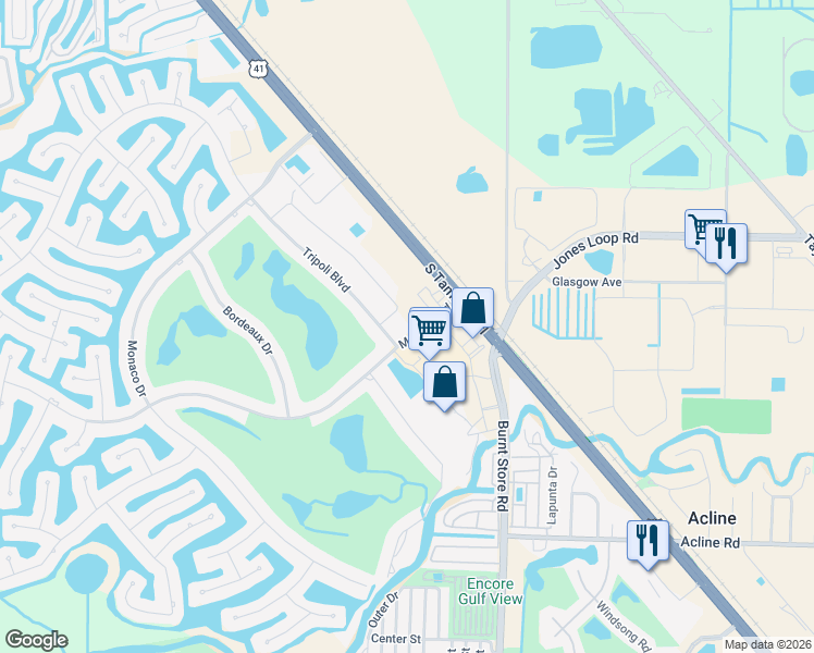 map of restaurants, bars, coffee shops, grocery stores, and more near 156 Madrid Boulevard in Punta Gorda