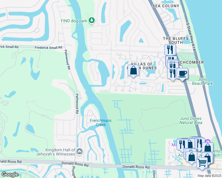 map of restaurants, bars, coffee shops, grocery stores, and more near 2329 23rd Court in Jupiter