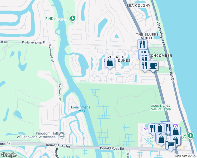 map of restaurants, bars, coffee shops, grocery stores, and more near 2124 21st Court in Jupiter