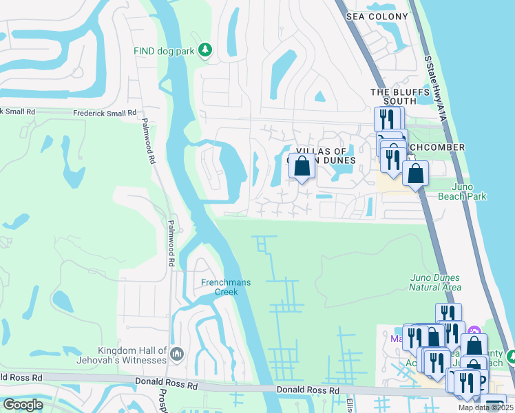 map of restaurants, bars, coffee shops, grocery stores, and more near 2329 23rd Court in Jupiter
