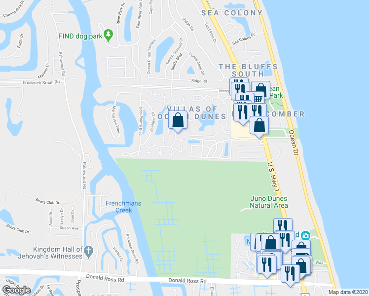map of restaurants, bars, coffee shops, grocery stores, and more near 1903 19th Court in Jupiter