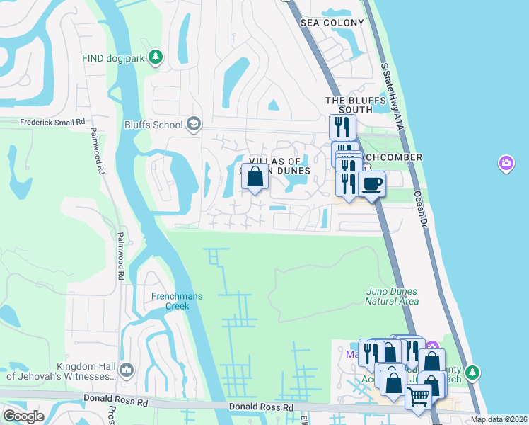 map of restaurants, bars, coffee shops, grocery stores, and more near 1903 19th Court in Jupiter