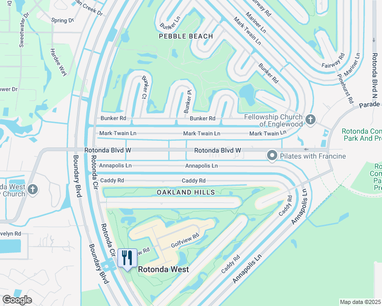 map of restaurants, bars, coffee shops, grocery stores, and more near 237 Annapolis Lane in Rotonda West