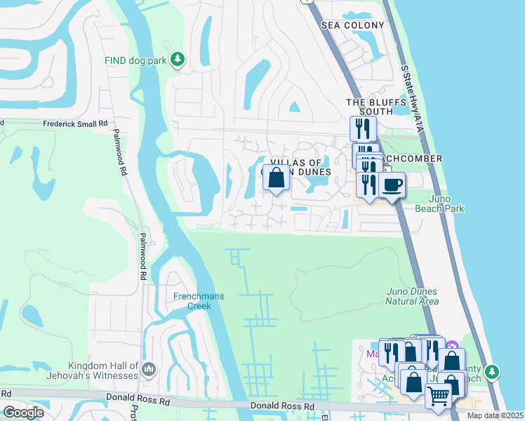 map of restaurants, bars, coffee shops, grocery stores, and more near 2102 21st Court in Jupiter