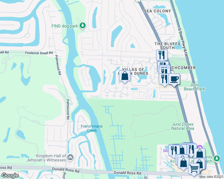 map of restaurants, bars, coffee shops, grocery stores, and more near 2005 20th Court in Jupiter