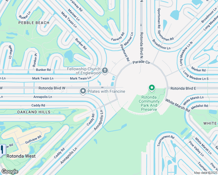 map of restaurants, bars, coffee shops, grocery stores, and more near 96 Rotonda Boulevard West in Rotonda West