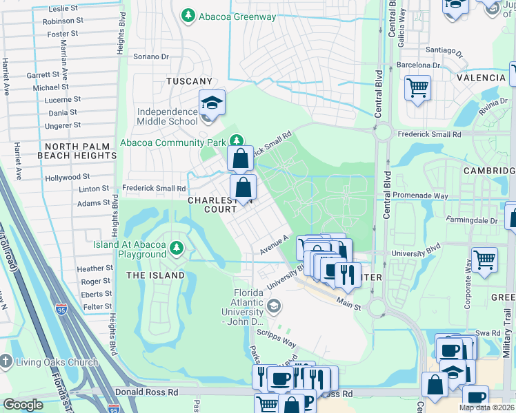 map of restaurants, bars, coffee shops, grocery stores, and more near 1526 Cades Bay Avenue in Jupiter