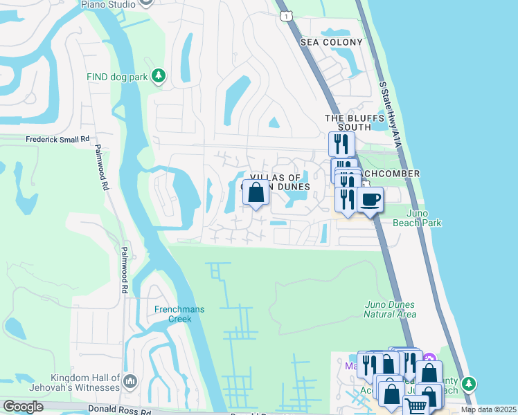 map of restaurants, bars, coffee shops, grocery stores, and more near 1622 16th Court in Jupiter