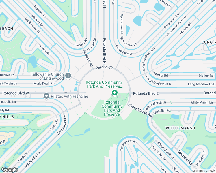map of restaurants, bars, coffee shops, grocery stores, and more near 120 Parade Circle in Rotonda West