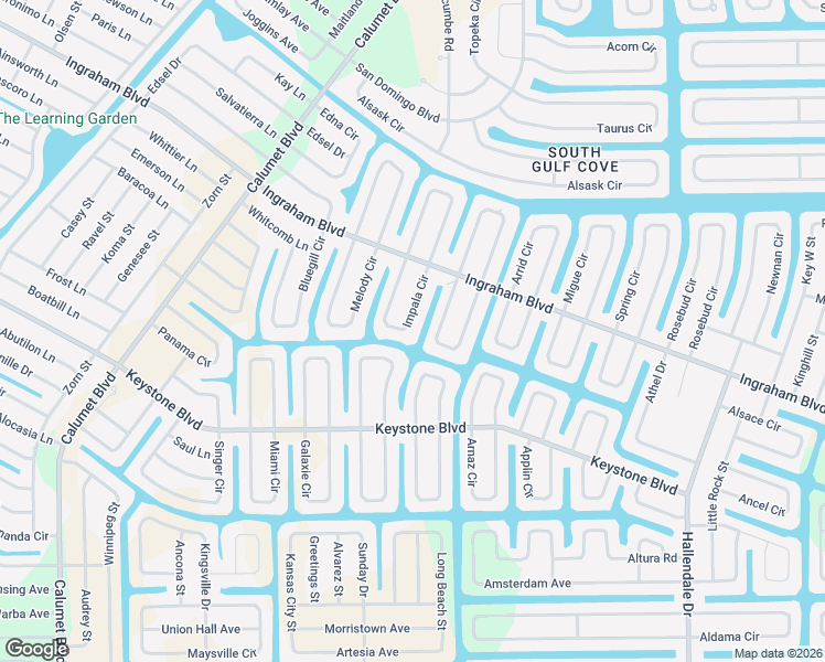 map of restaurants, bars, coffee shops, grocery stores, and more near 9406 Impala Circle in Port Charlotte