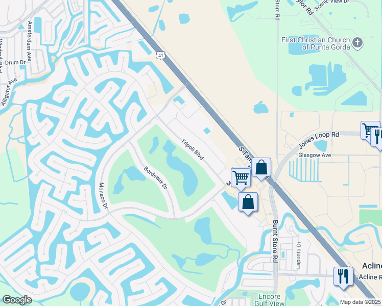 map of restaurants, bars, coffee shops, grocery stores, and more near 3759 Tripoli Boulevard in Punta Gorda