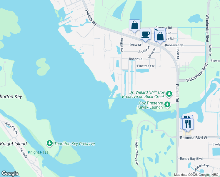 map of restaurants, bars, coffee shops, grocery stores, and more near 9270 Griggs Road in Englewood