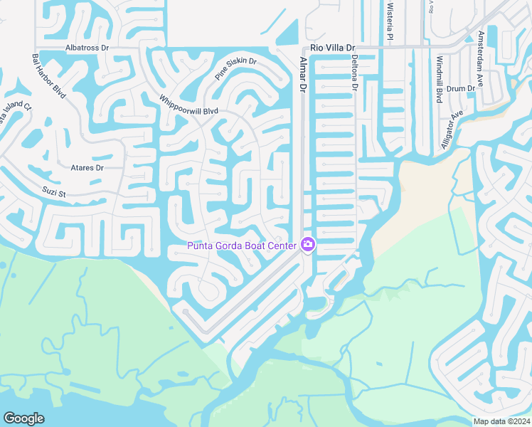 map of restaurants, bars, coffee shops, grocery stores, and more near 3786 Whippoorwill Boulevard in Punta Gorda