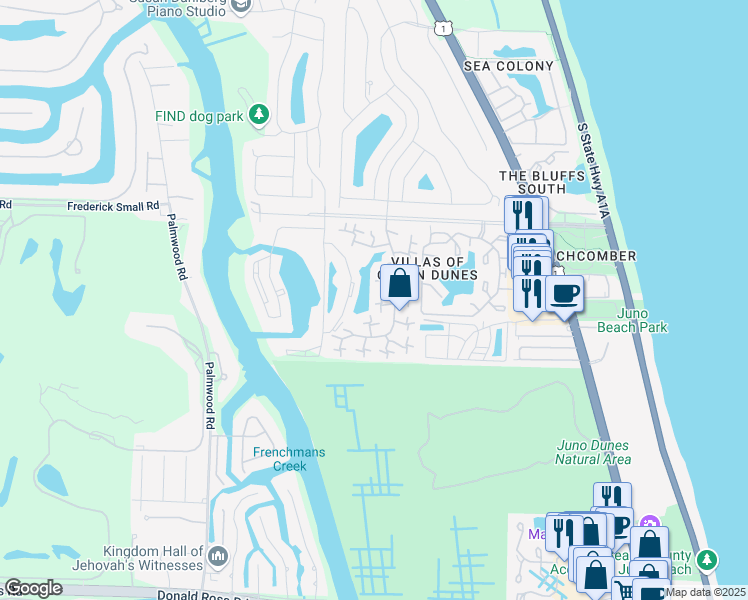 map of restaurants, bars, coffee shops, grocery stores, and more near 1715 17th Court in Jupiter