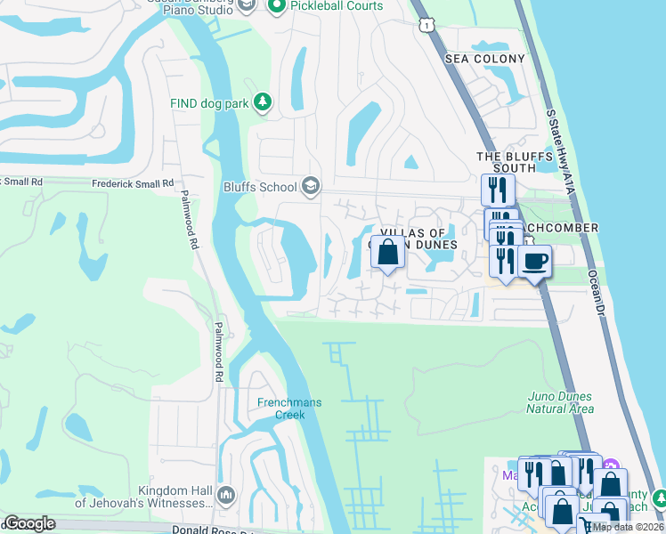 map of restaurants, bars, coffee shops, grocery stores, and more near 801 Seafarer Circle in Jupiter