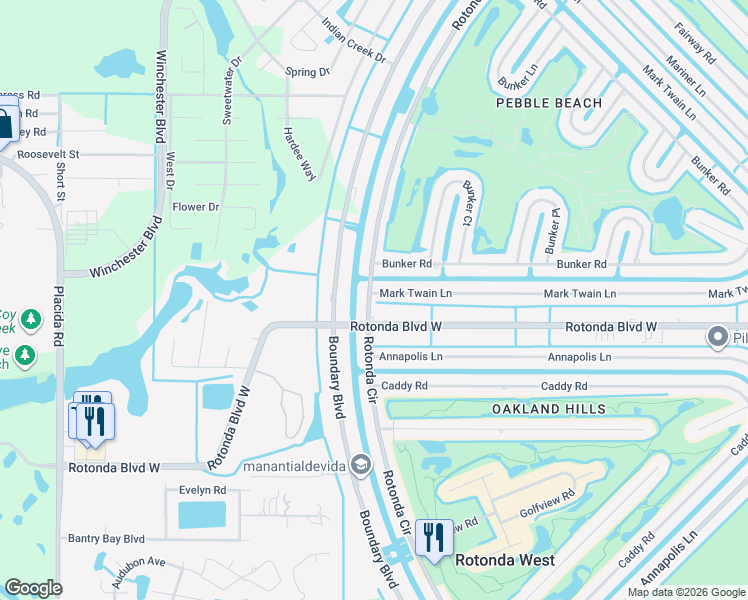 map of restaurants, bars, coffee shops, grocery stores, and more near 205 Rotonda Circle in Rotonda West
