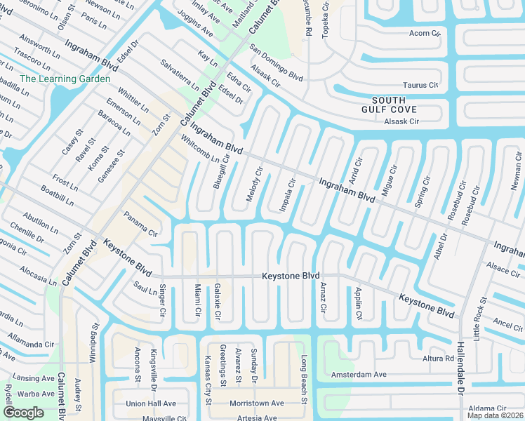 map of restaurants, bars, coffee shops, grocery stores, and more near 9454 Impala Circle in Port Charlotte
