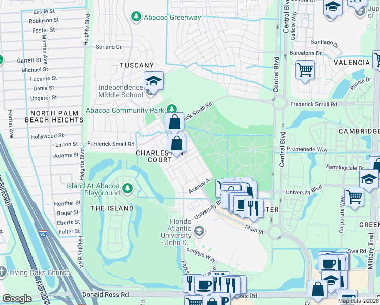 map of restaurants, bars, coffee shops, grocery stores, and more near 1471 Cades Bay Avenue in Jupiter
