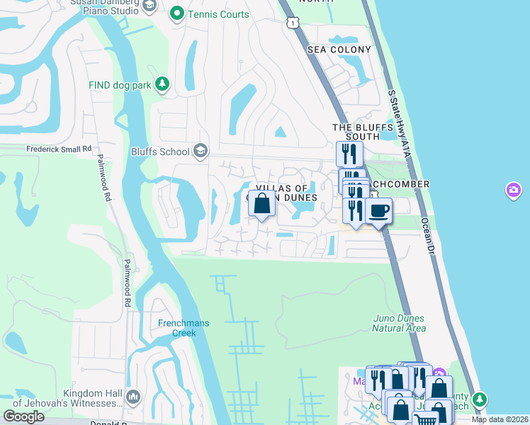 map of restaurants, bars, coffee shops, grocery stores, and more near 1622 16th Court in Jupiter