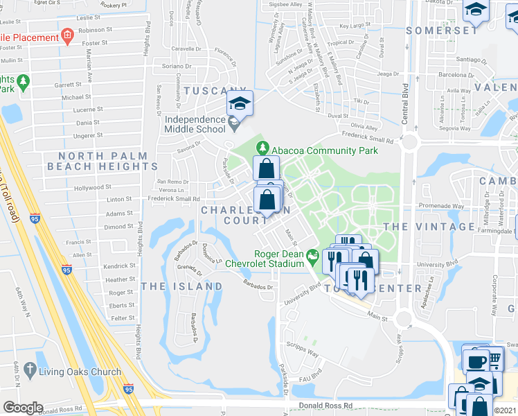 map of restaurants, bars, coffee shops, grocery stores, and more near 1534 Corbison Point Place in Jupiter