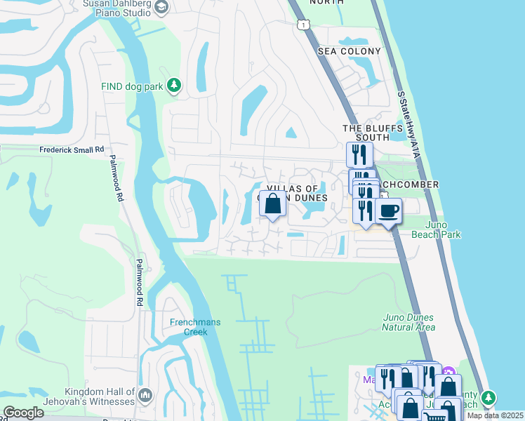 map of restaurants, bars, coffee shops, grocery stores, and more near 1715 17th Court in Jupiter