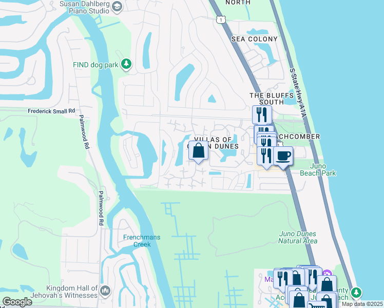 map of restaurants, bars, coffee shops, grocery stores, and more near 1715 17th Court in Jupiter