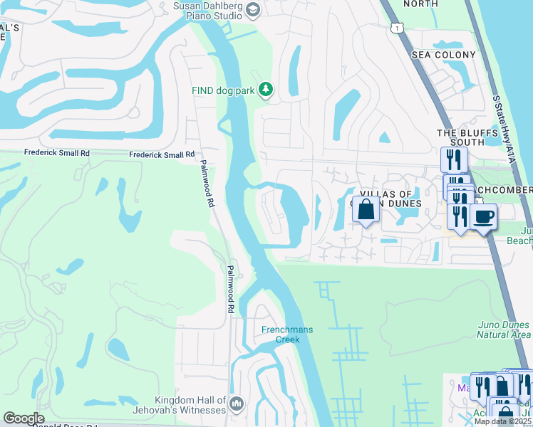 map of restaurants, bars, coffee shops, grocery stores, and more near 502 Marina Isle Way in Jupiter