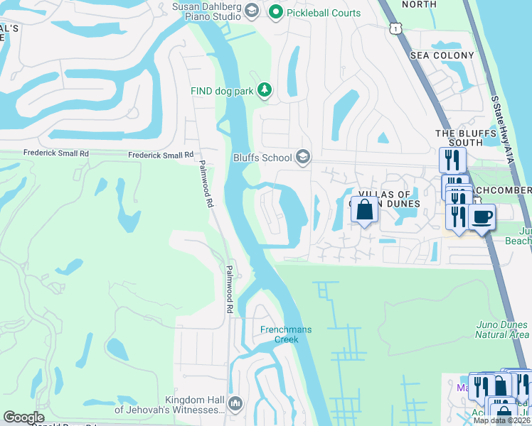 map of restaurants, bars, coffee shops, grocery stores, and more near 502 Marina Isle Way in Jupiter