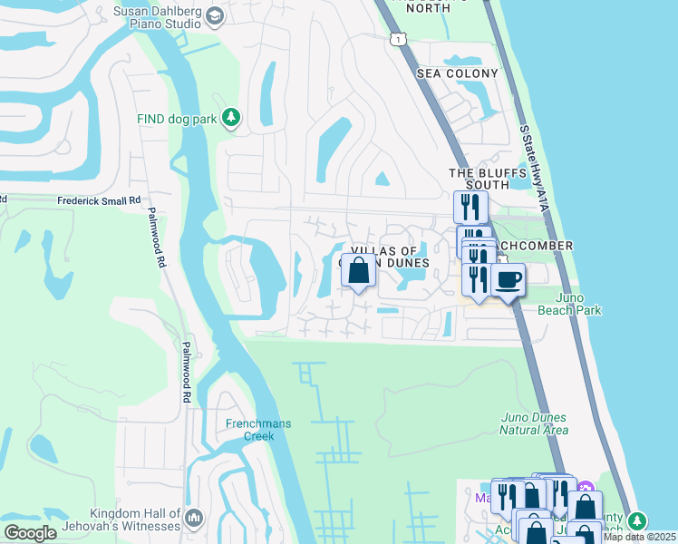 map of restaurants, bars, coffee shops, grocery stores, and more near 1715 17th Court in Jupiter