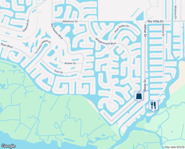 map of restaurants, bars, coffee shops, grocery stores, and more near 1478 Kittiwake Drive in Punta Gorda