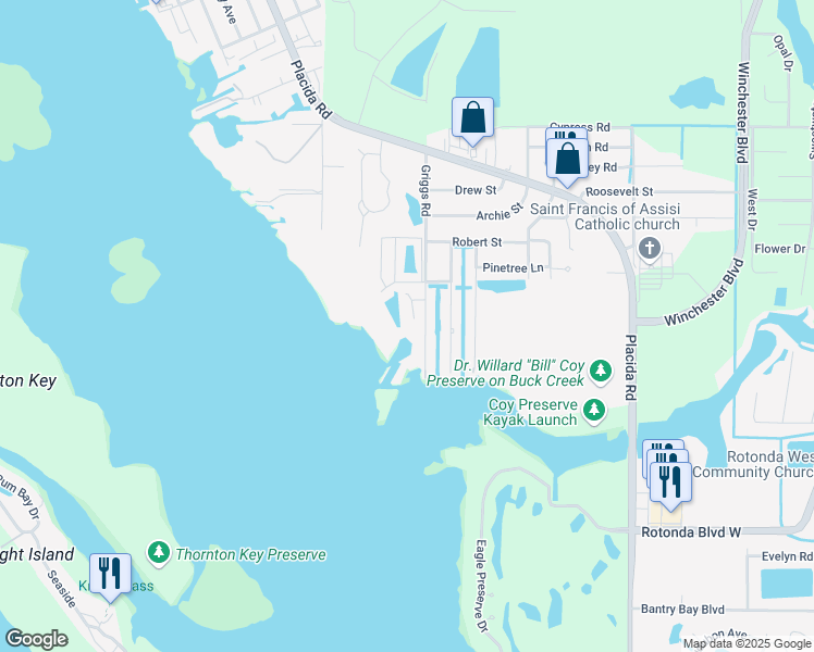 map of restaurants, bars, coffee shops, grocery stores, and more near 9203 Griggs Road in Englewood
